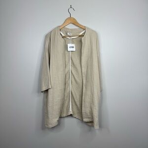 Hammacner Schlemmer Gauze Linen Like Open Front Cardigan Sweater L/XL New